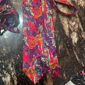 Men's Purple Abstract Multi-Color Statement Tie and pocket square